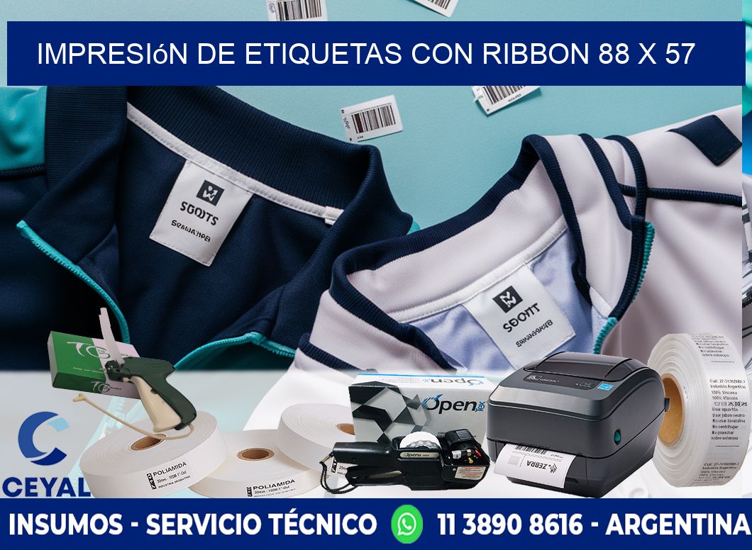 impresión de etiquetas con ribbon 88 x 57