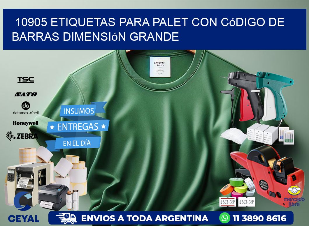 10905 etiquetas para palet con código de barras dimensión grande