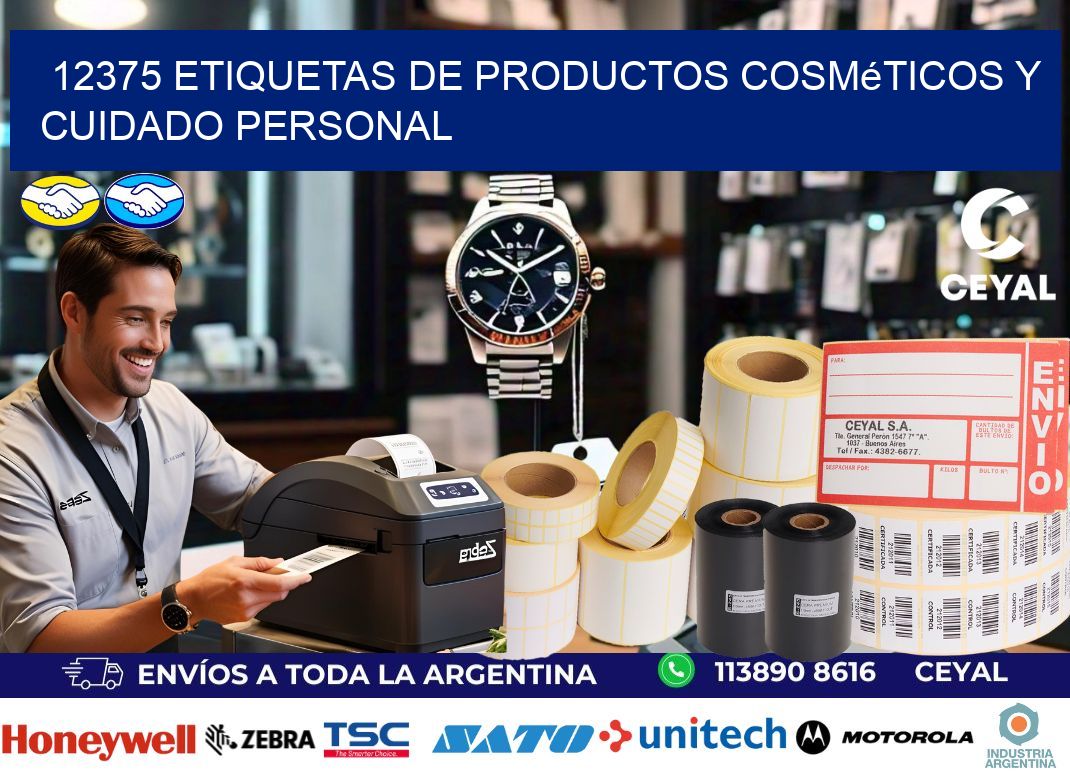 12375 Etiquetas de productos cosméticos y cuidado personal