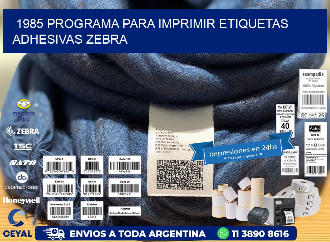 1985 Programa para imprimir etiquetas adhesivas zebra