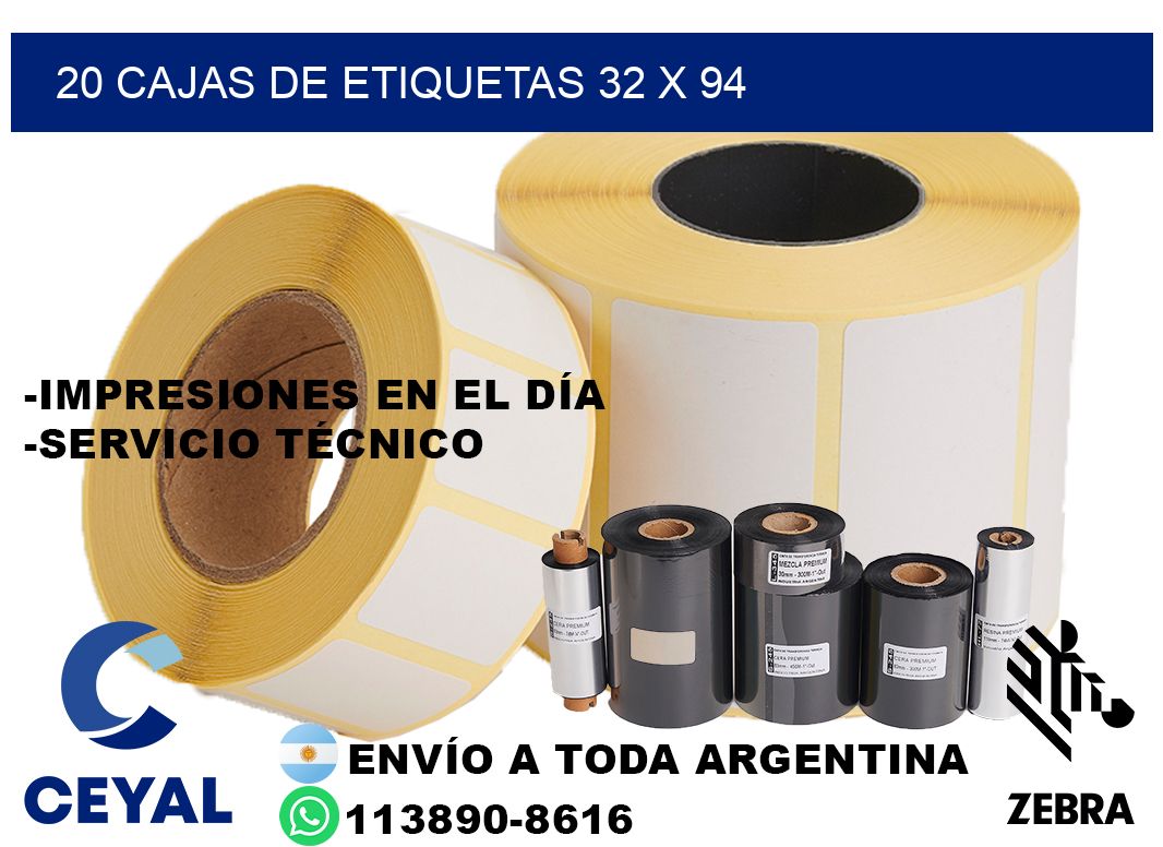 20 cajas de etiquetas 32 x 94