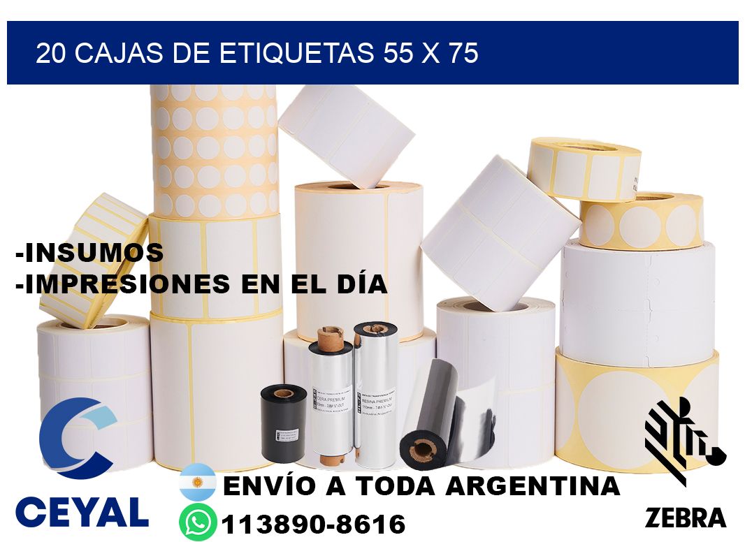 20 cajas de etiquetas 55 x 75
