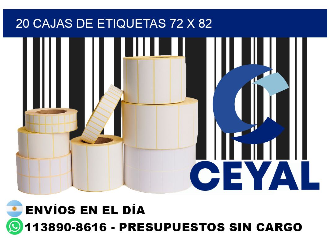 20 cajas de etiquetas 72 x 82