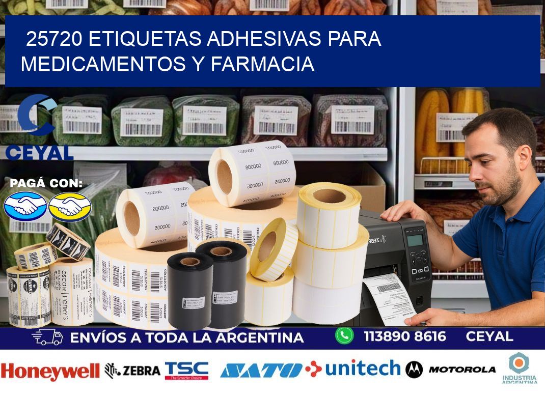 25720 Etiquetas adhesivas para medicamentos y farmacia