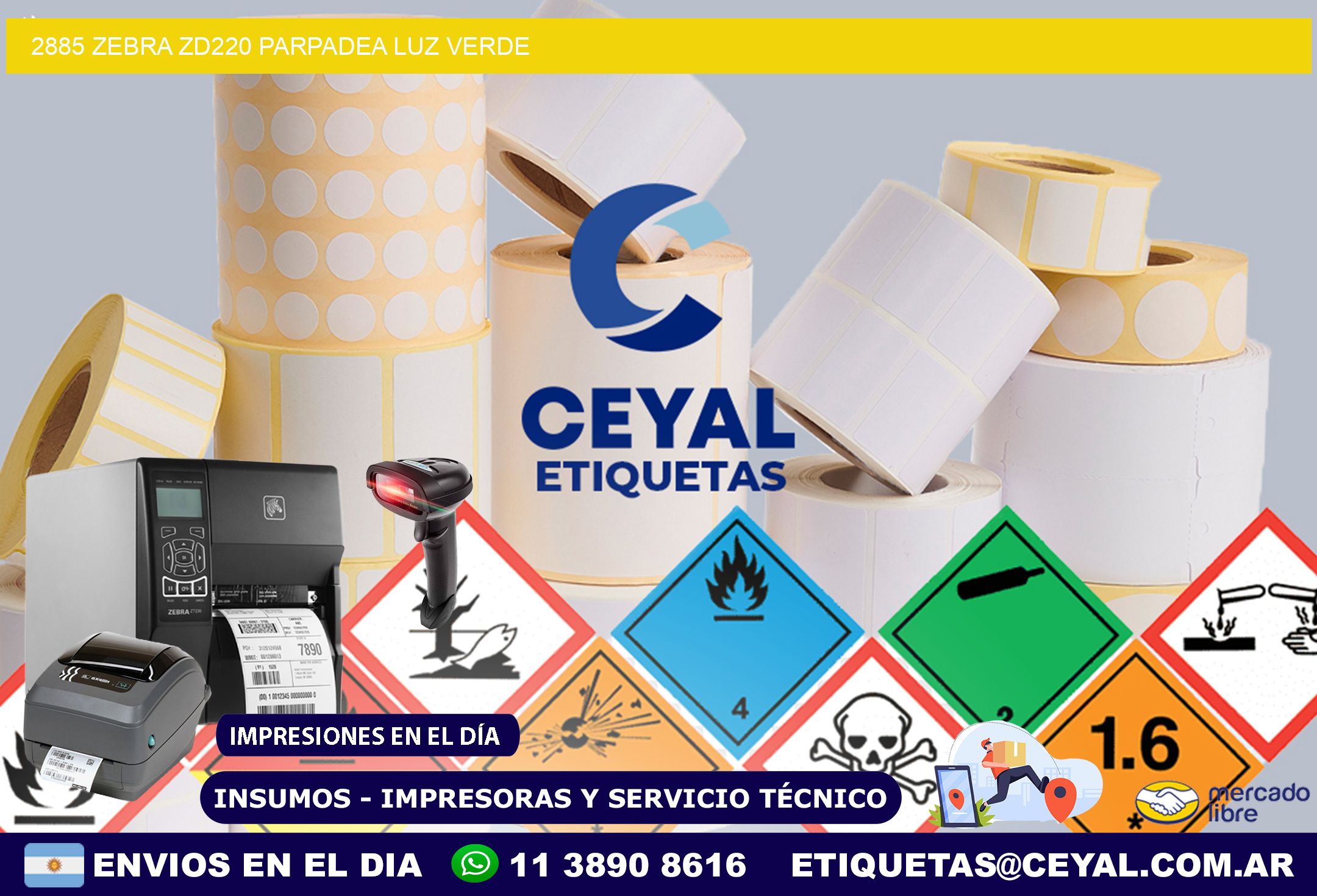 2885 Zebra ZD220 parpadea luz verde