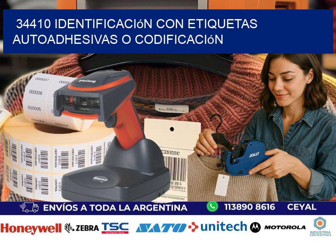 34410 identificación con etiquetas autoadhesivas o codificación