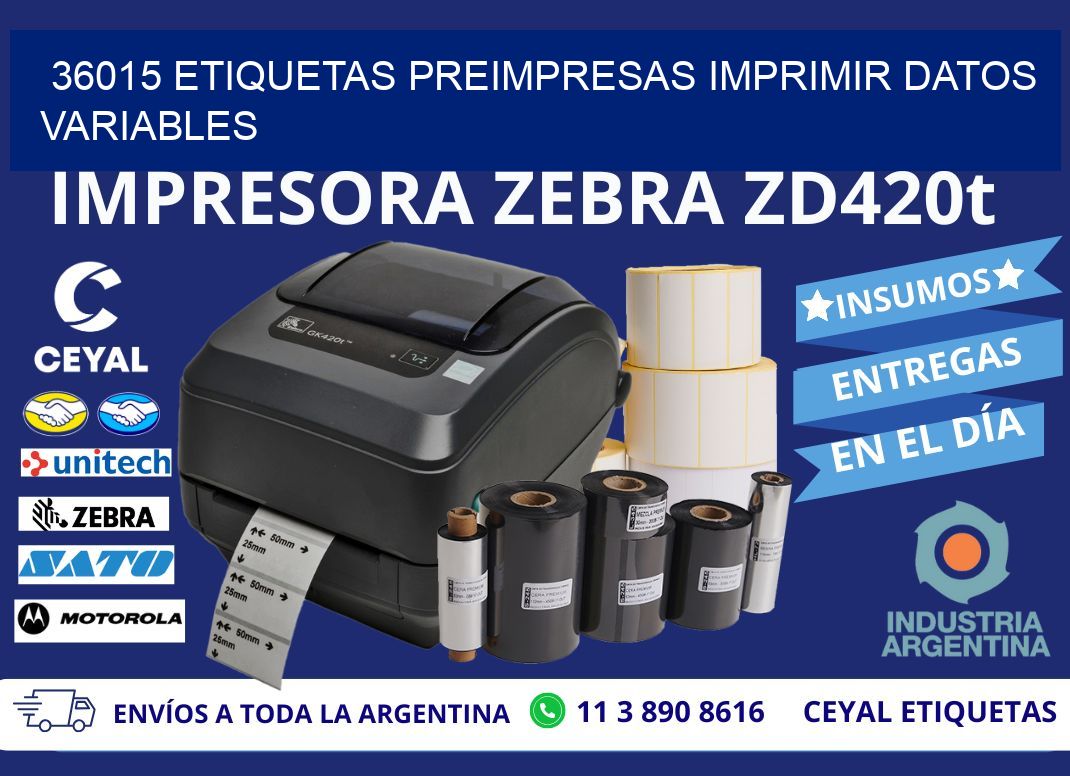 36015 Etiquetas preimpresas imprimir datos variables