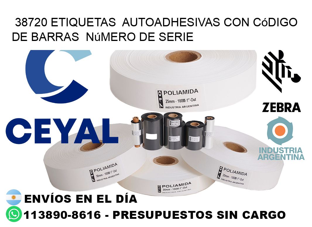 38720 etiquetas  autoadhesivas con código de barras  número de serie
