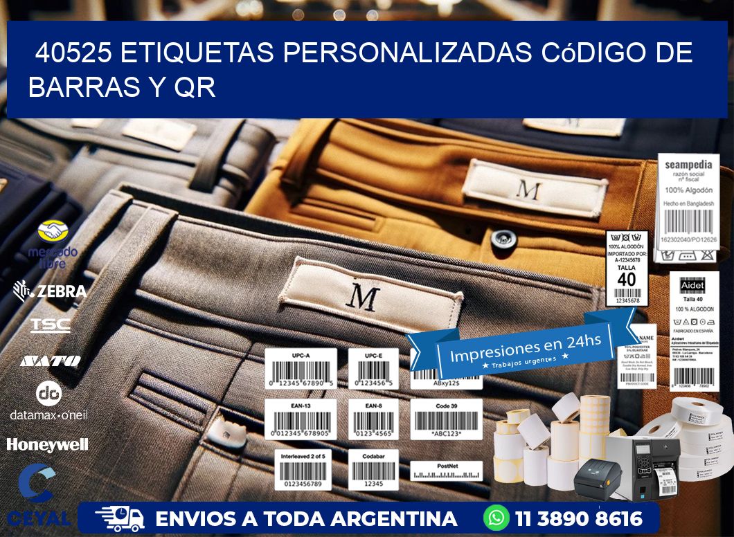 40525 etiquetas personalizadas código de barras y QR