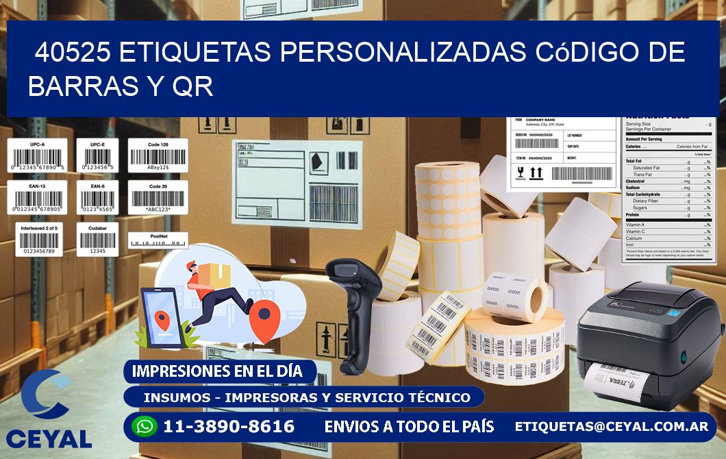 40525 etiquetas personalizadas código de barras y QR