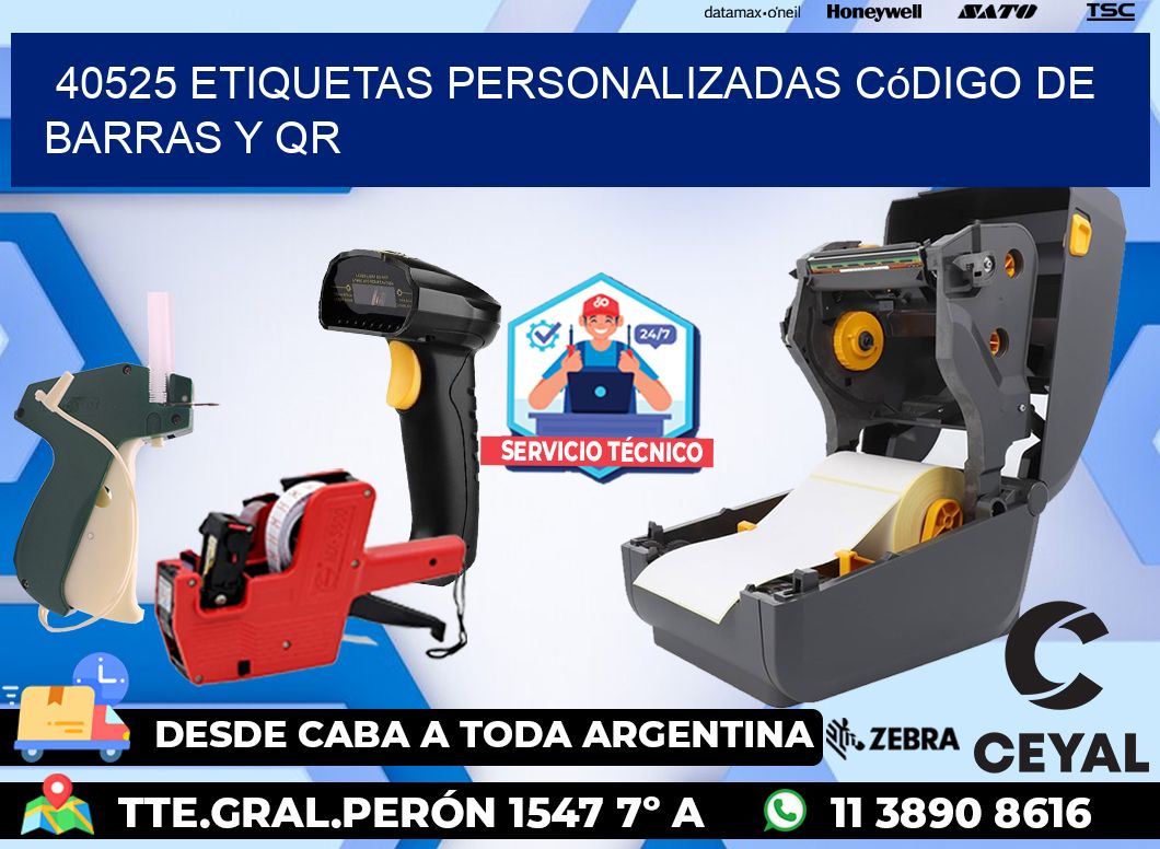 40525 etiquetas personalizadas código de barras y QR