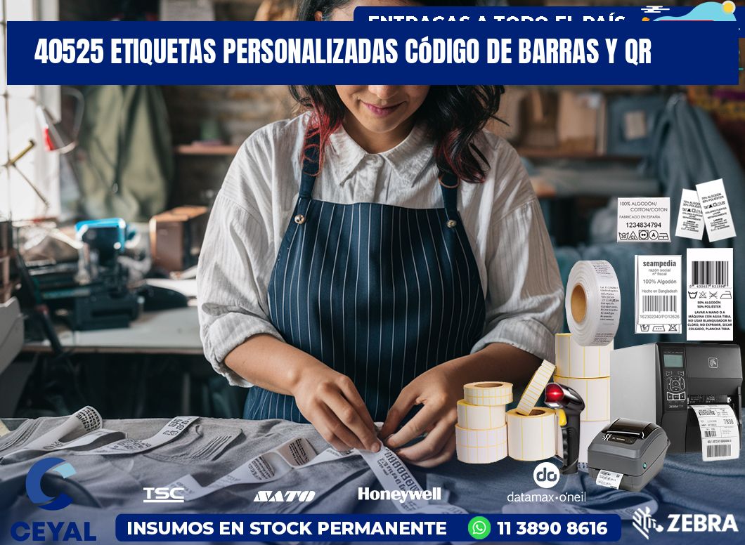 40525 etiquetas personalizadas código de barras y QR
