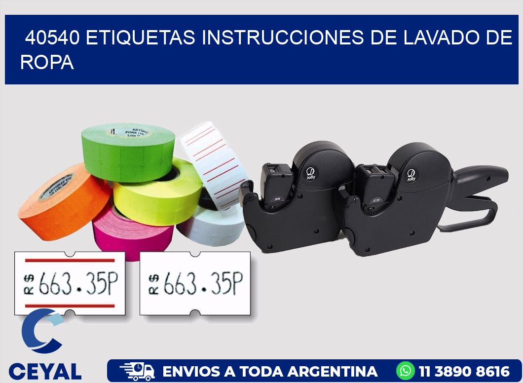 40540 etiquetas instrucciones de lavado de ropa