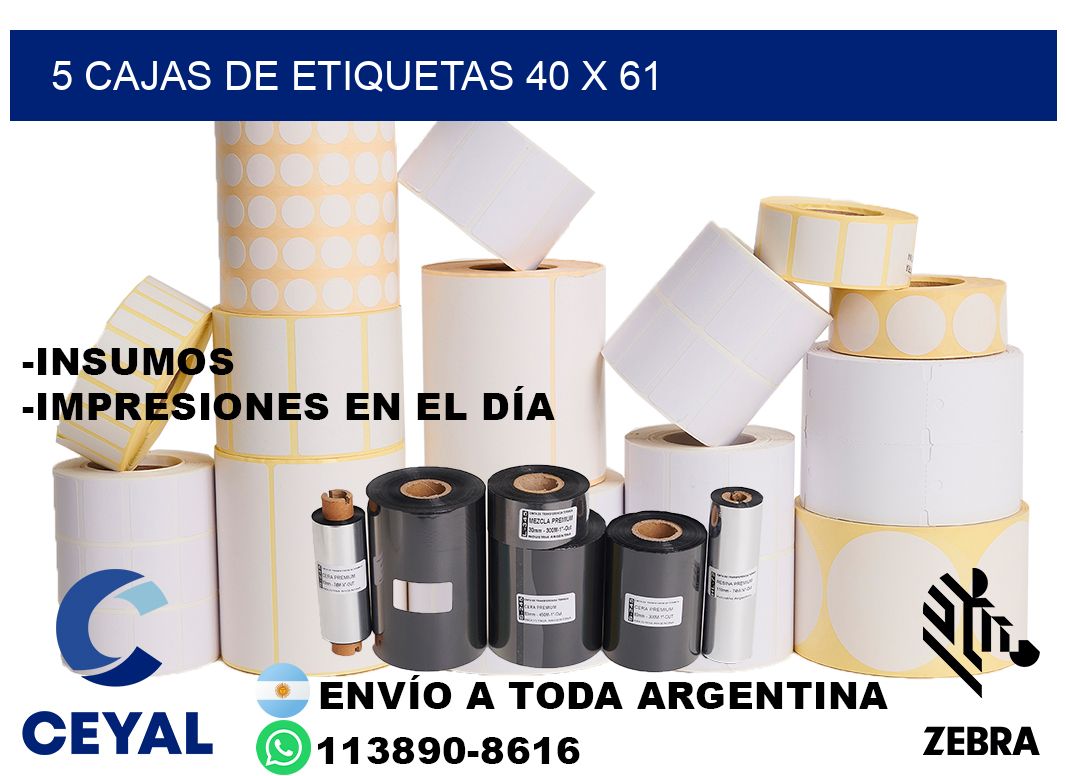 5 cajas de etiquetas 40 x 61