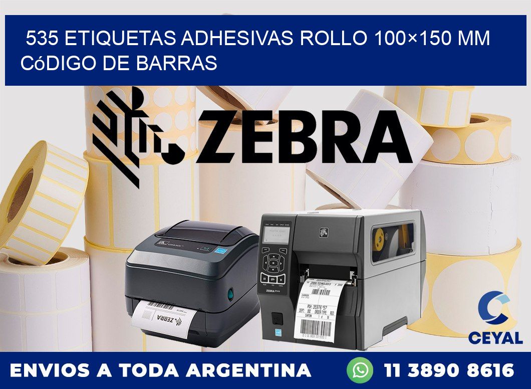 535 etiquetas adhesivas rollo 100×150 mm código de barras
