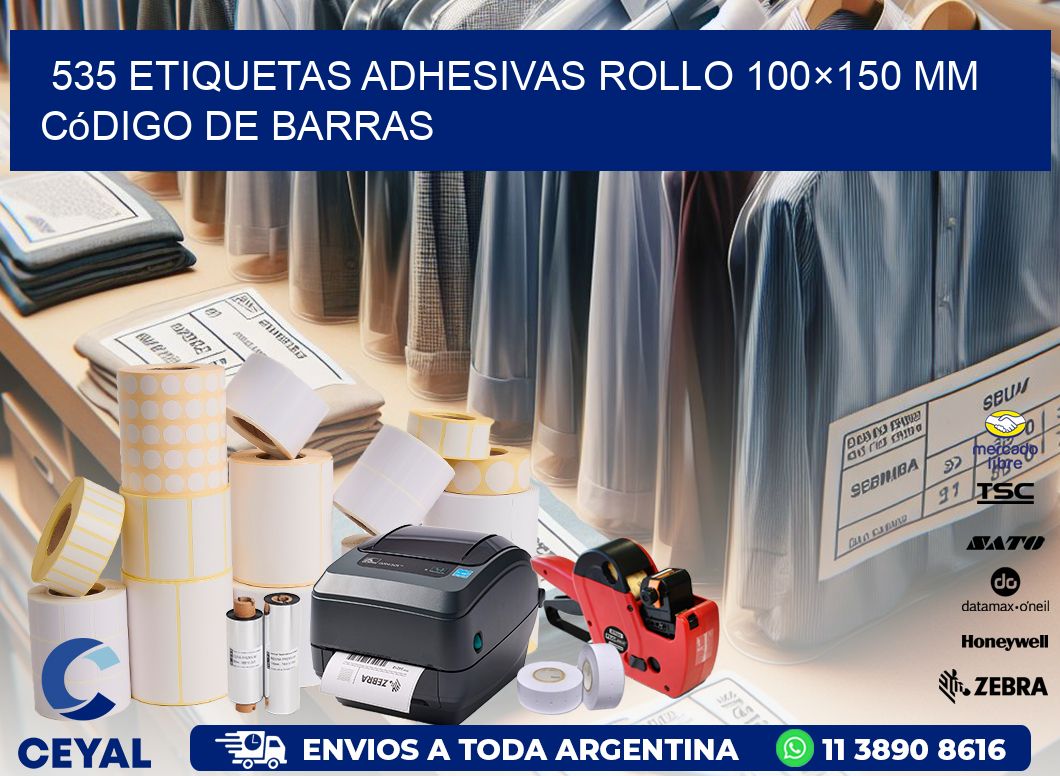 535 etiquetas adhesivas rollo 100×150 mm código de barras