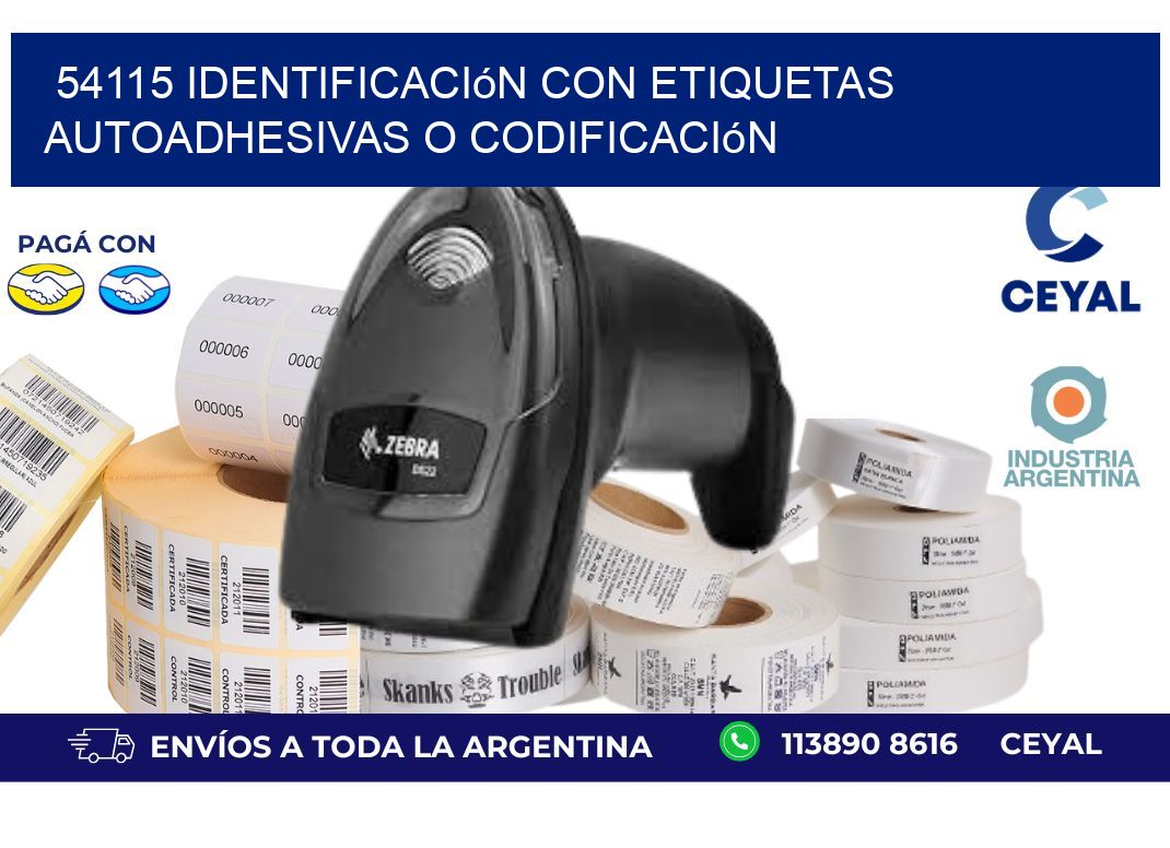 54115 identificación con etiquetas autoadhesivas o codificación