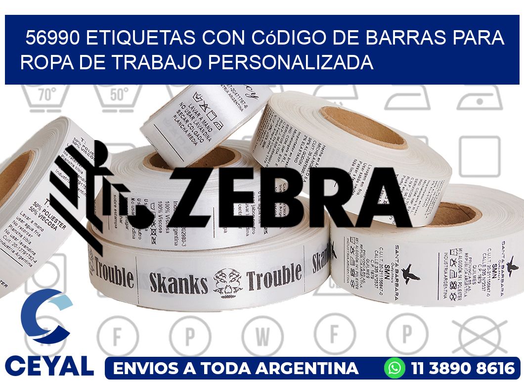 56990 Etiquetas con código de barras para ropa de trabajo personalizada