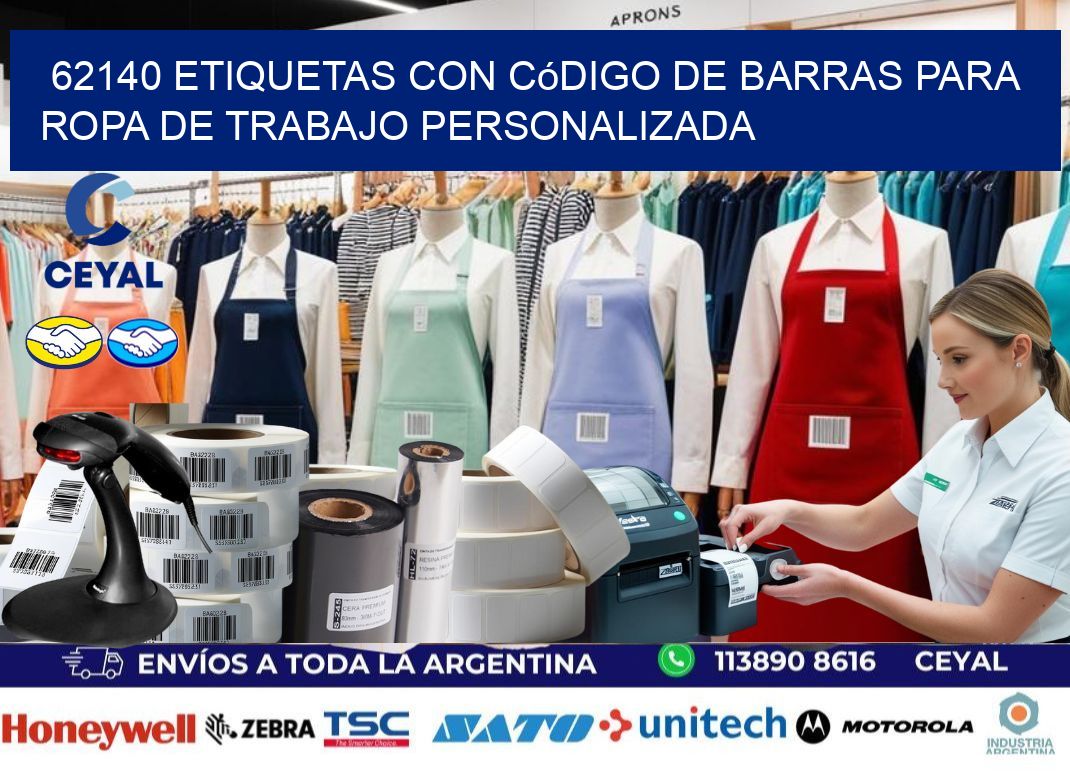 62140 Etiquetas con código de barras para ropa de trabajo personalizada