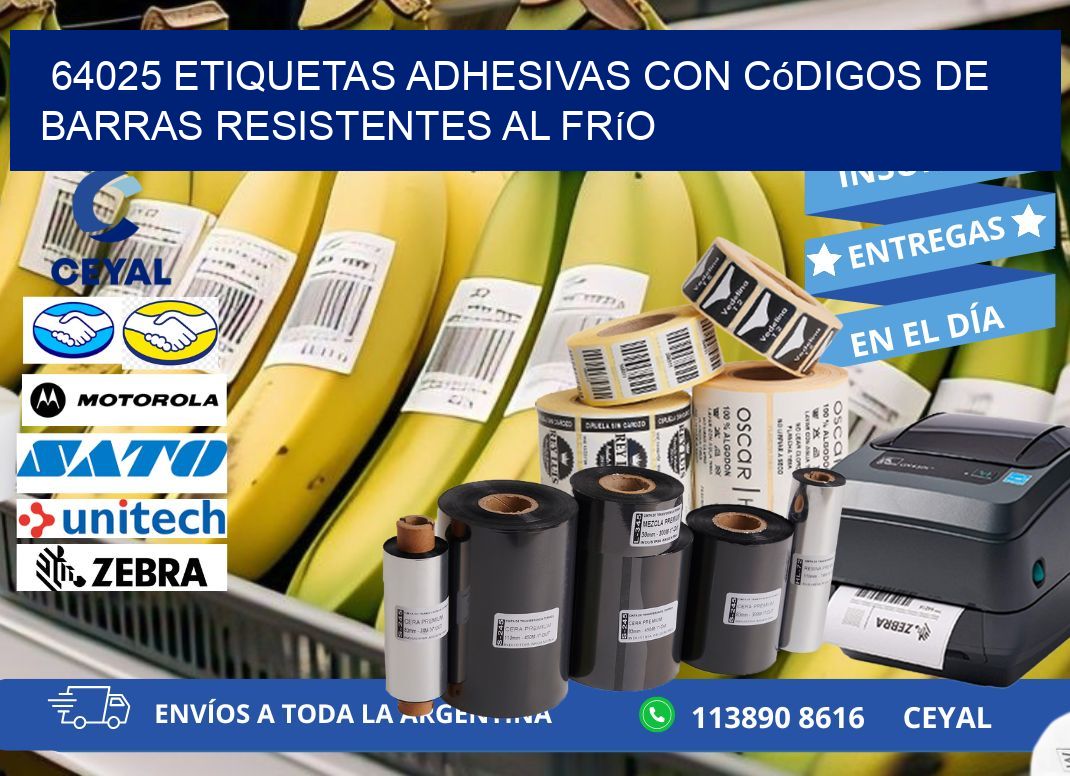 64025 Etiquetas adhesivas con códigos de barras resistentes al frío