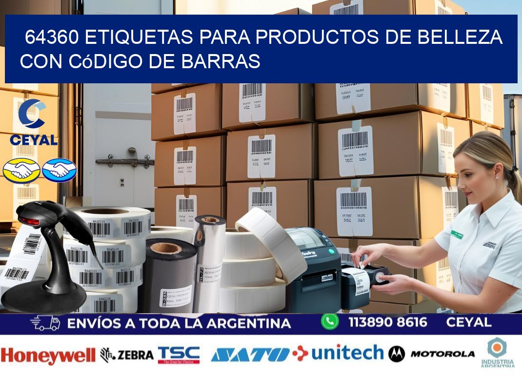 64360 etiquetas para productos de belleza con código de barras