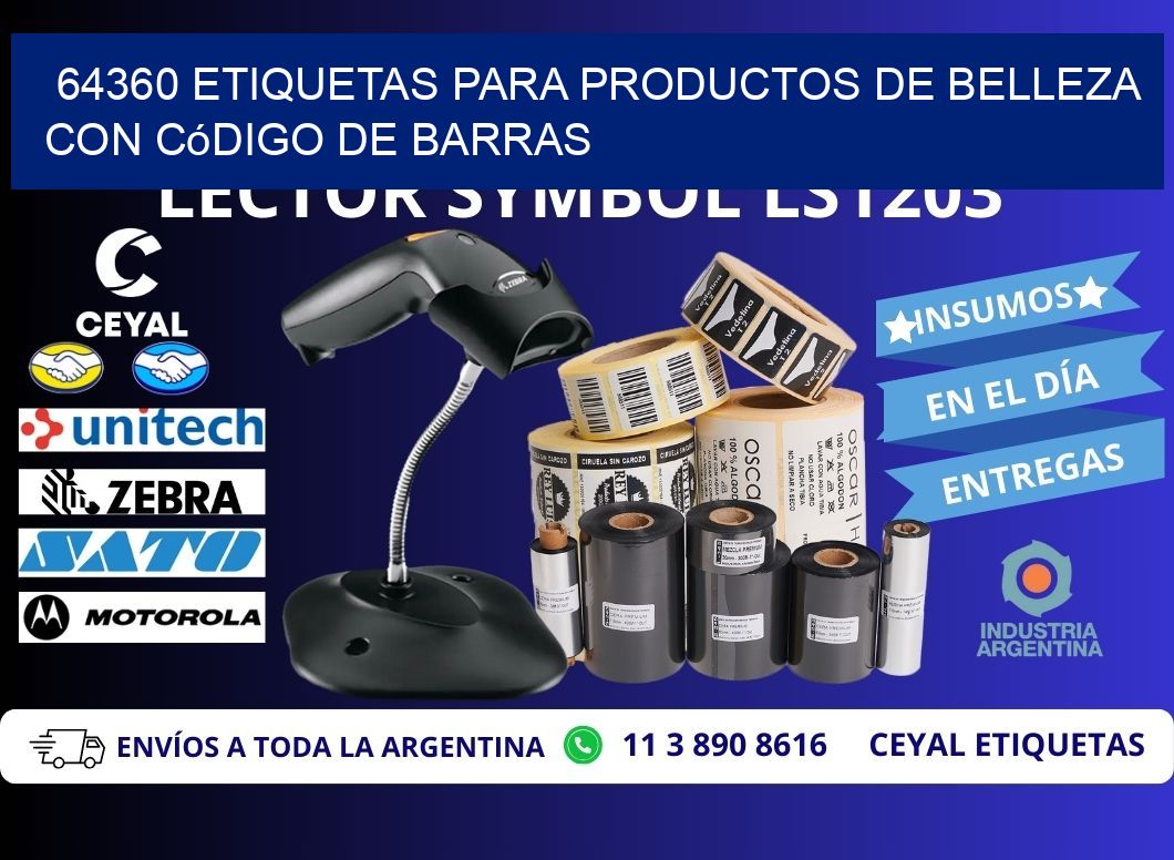 64360 etiquetas para productos de belleza con código de barras