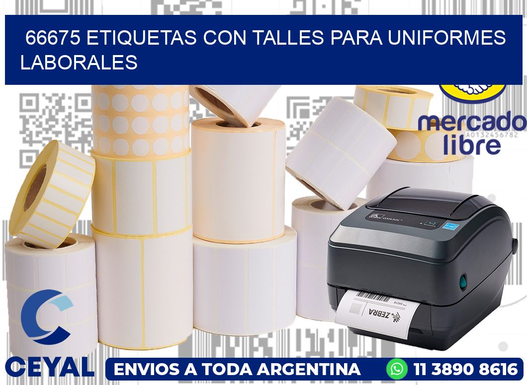 66675 etiquetas con talles para uniformes laborales
