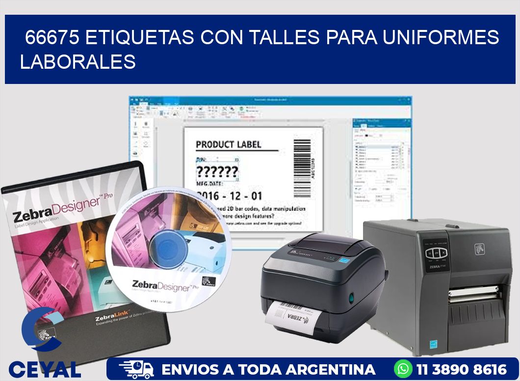 66675 etiquetas con talles para uniformes laborales