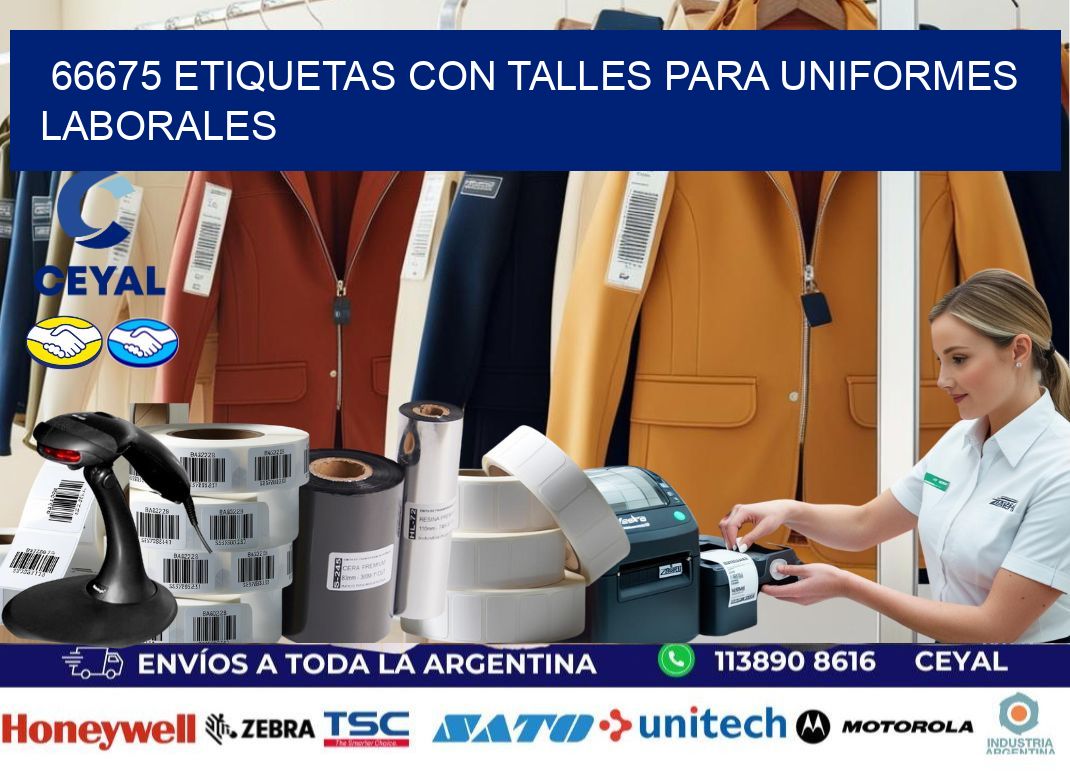 66675 etiquetas con talles para uniformes laborales