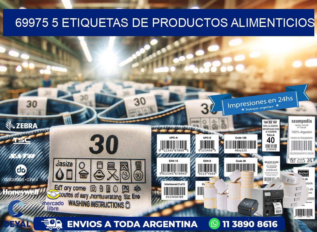 69975 5 etiquetas de productos alimenticios