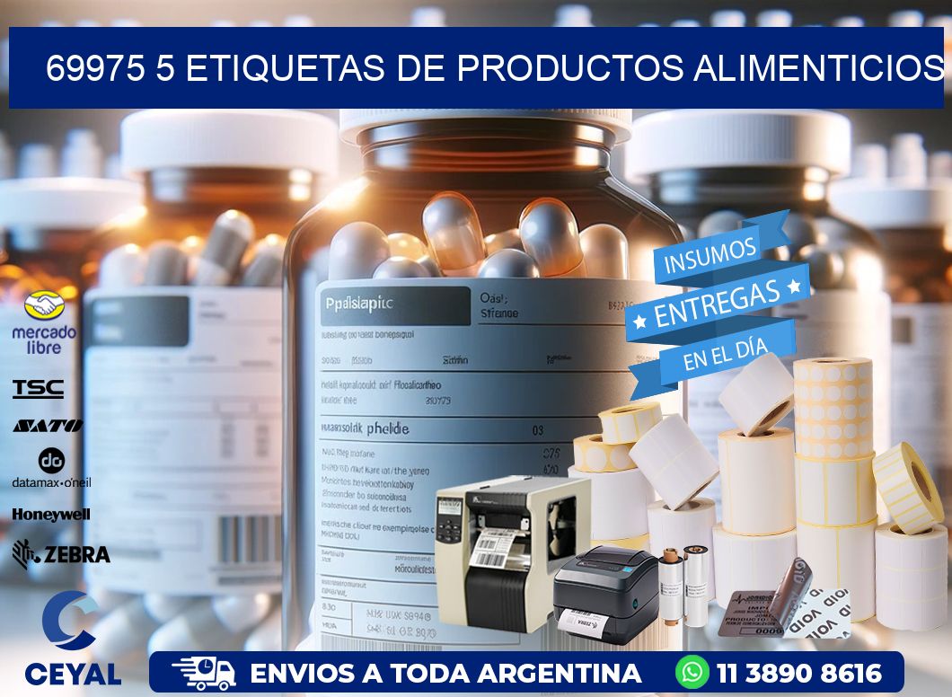 69975 5 etiquetas de productos alimenticios