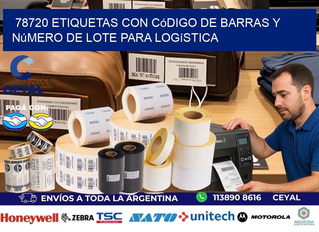 78720 etiquetas con código de barras y número de lote para logística
