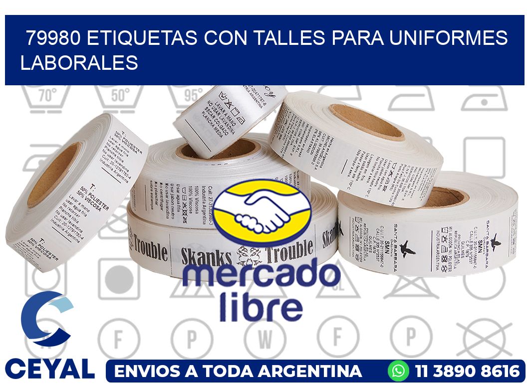 79980 etiquetas con talles para uniformes laborales