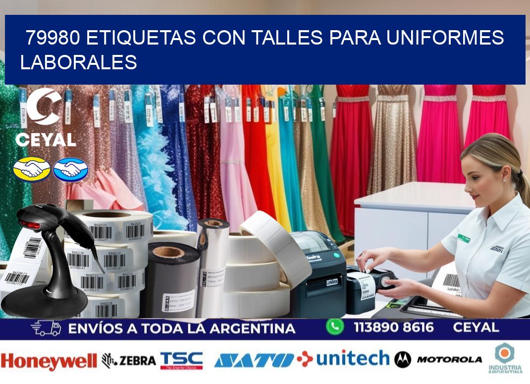 79980 etiquetas con talles para uniformes laborales
