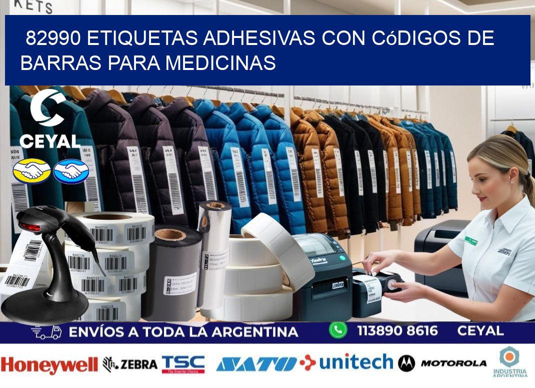 82990 etiquetas adhesivas con códigos de barras para medicinas