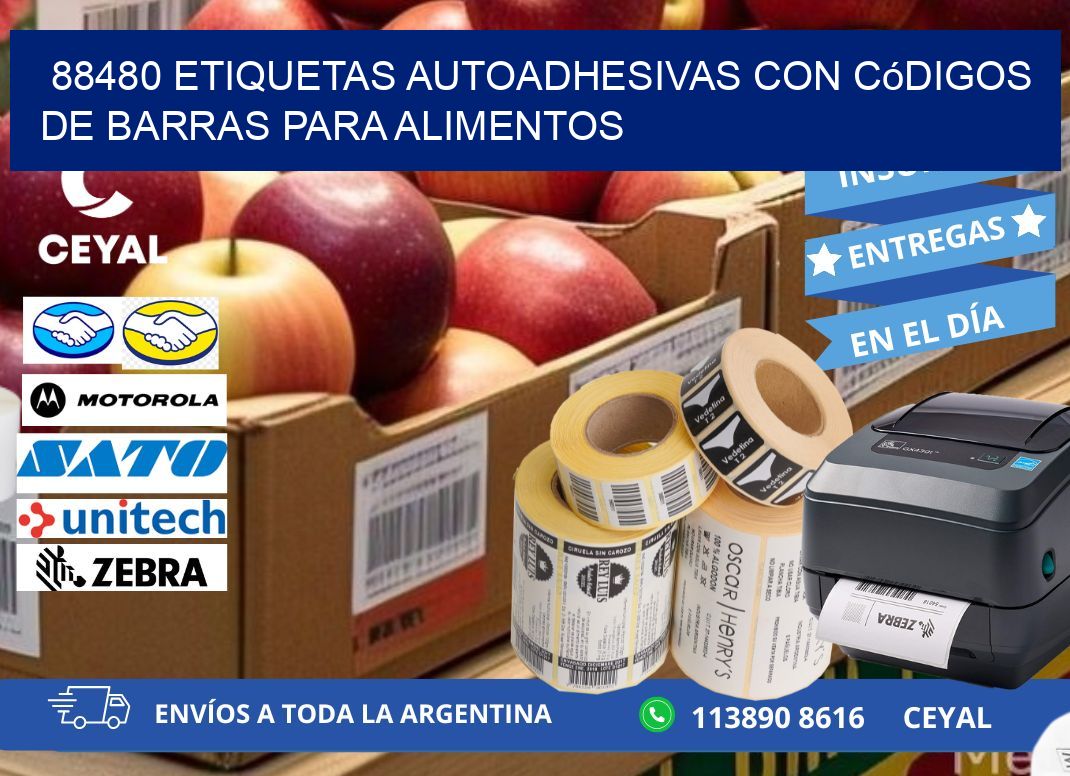 88480 Etiquetas autoadhesivas con códigos de barras para alimentos