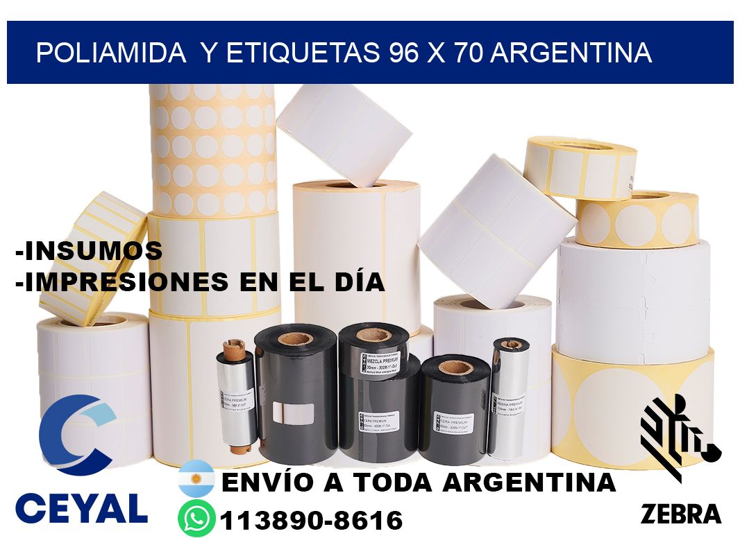 Poliamida  y etiquetas 96 x 70 argentina