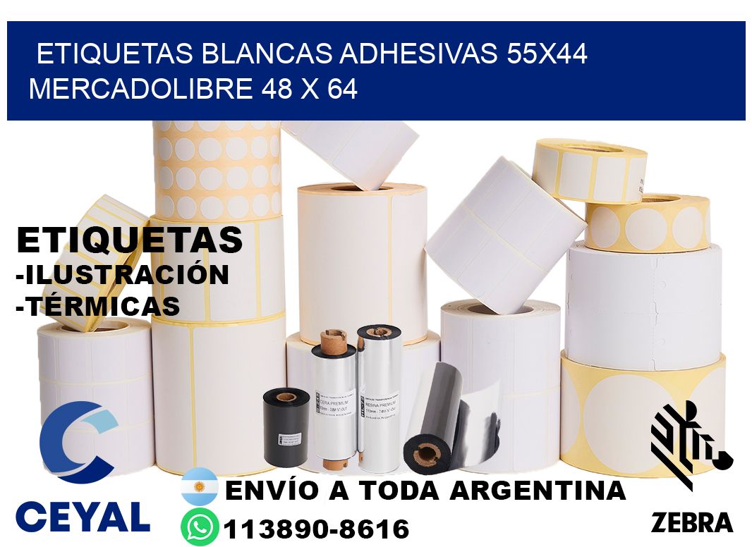 etiquetas blancas adhesivas 55x44 mercadolibre 48 x 64