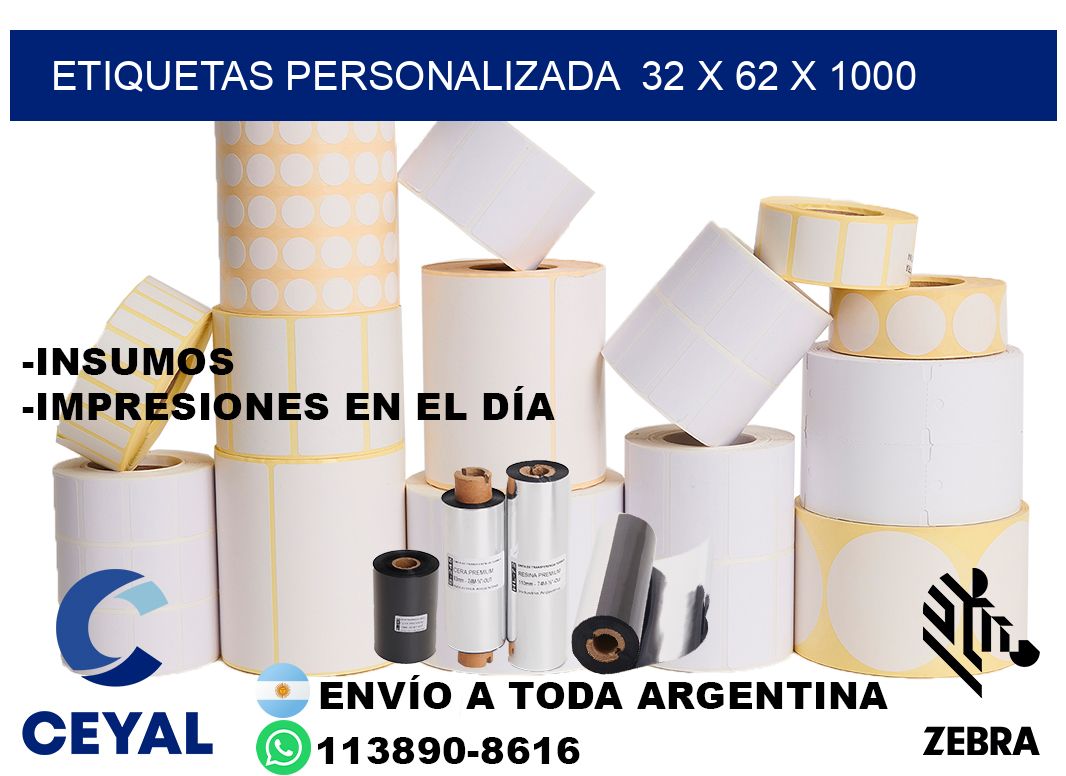 etiquetas personalizada  32 x 62 x 1000