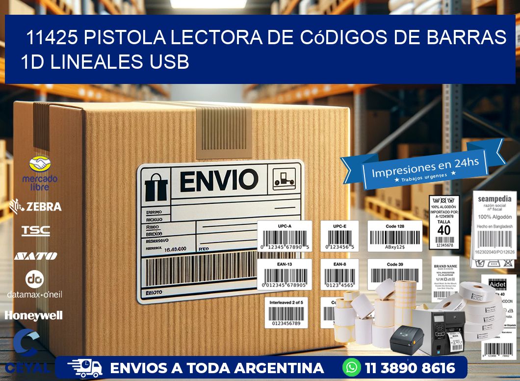 11425 Pistola Lectora De Códigos De Barras 1d Lineales Usb
