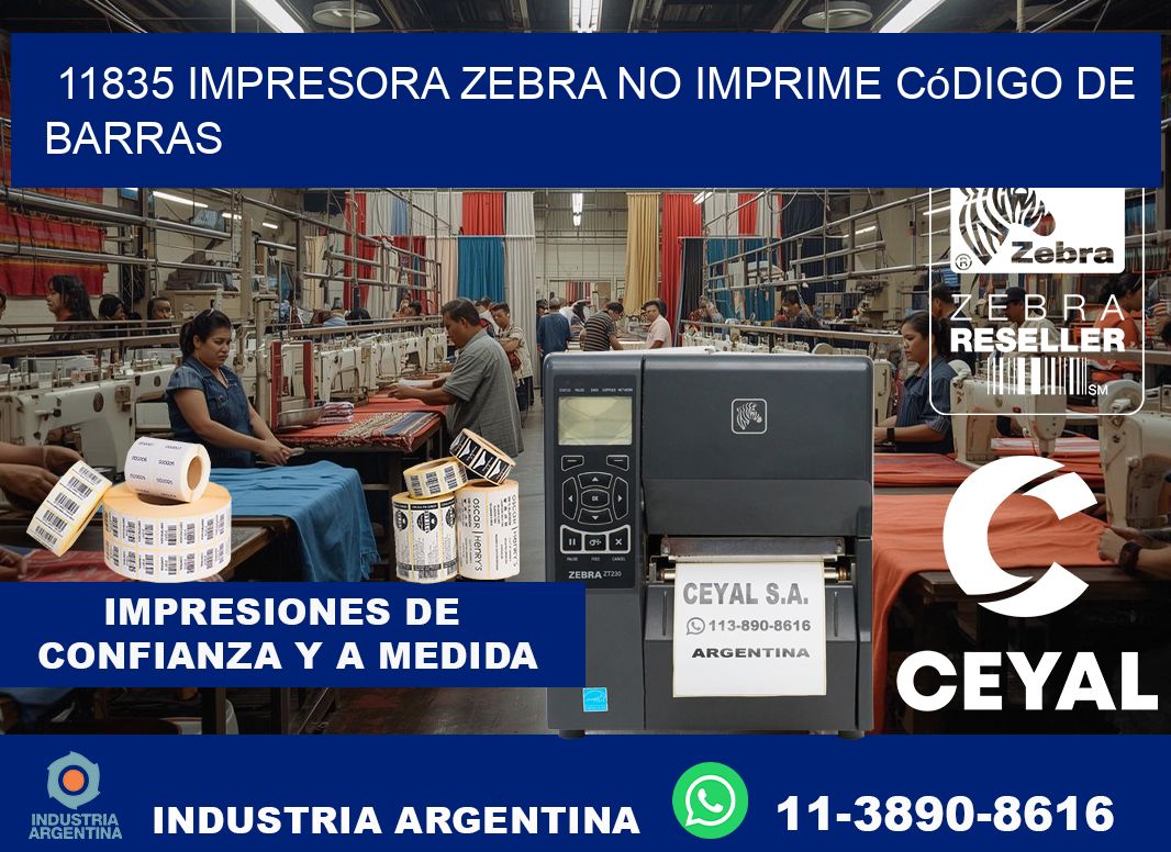 11835 impresora Zebra no imprime código de barras