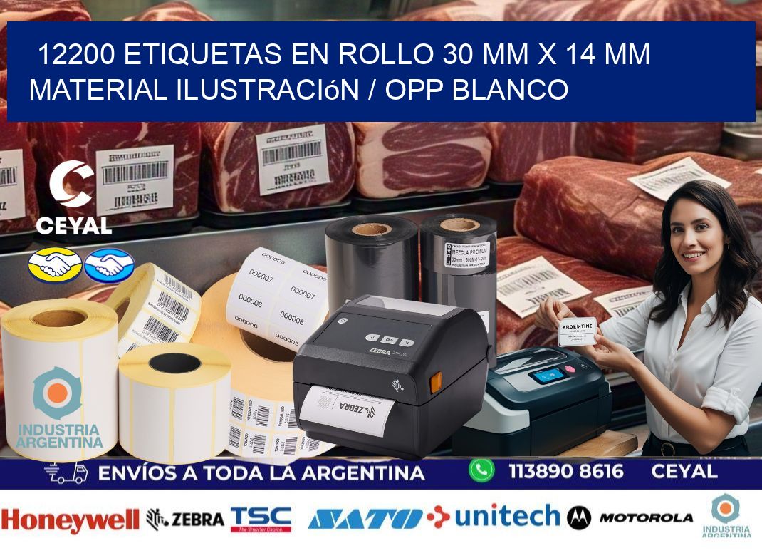 12200 Etiquetas en rollo 30 mm x 14 mm material Ilustración / OPP Blanco