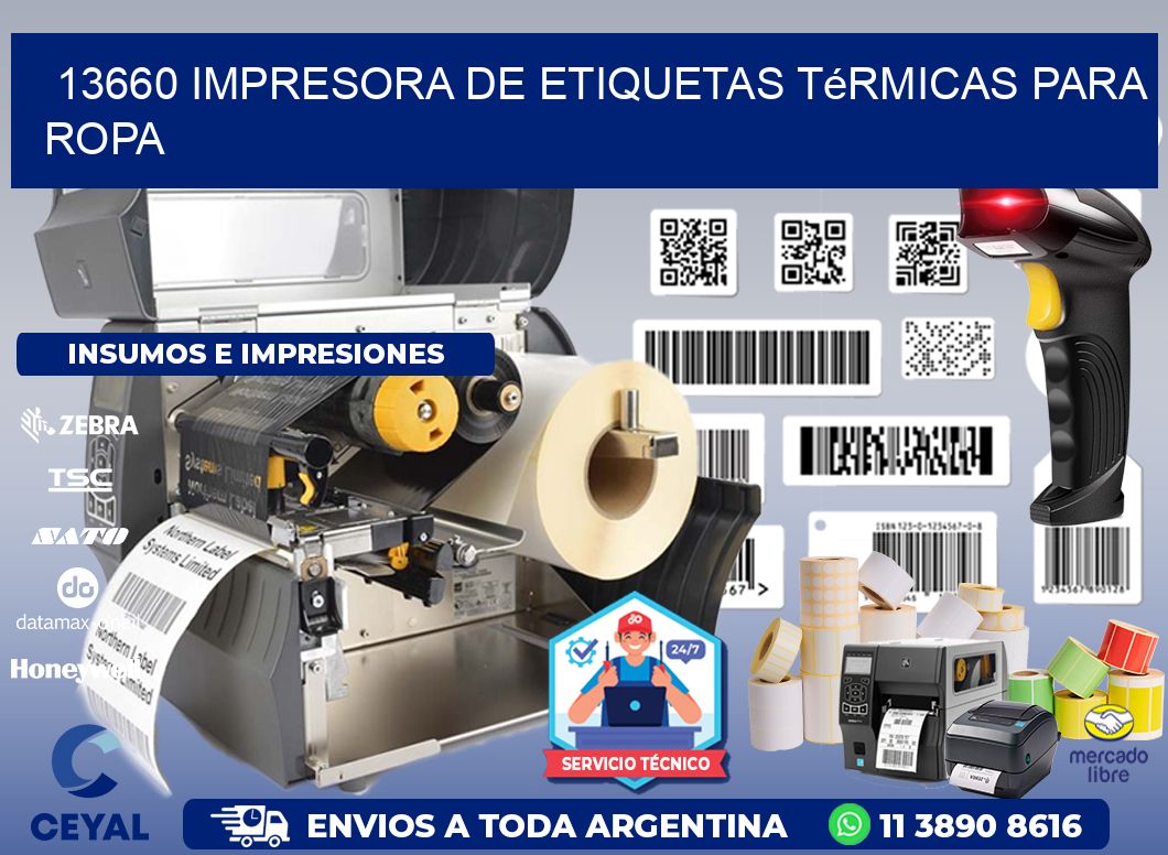 13660 impresora de etiquetas térmicas para ropa