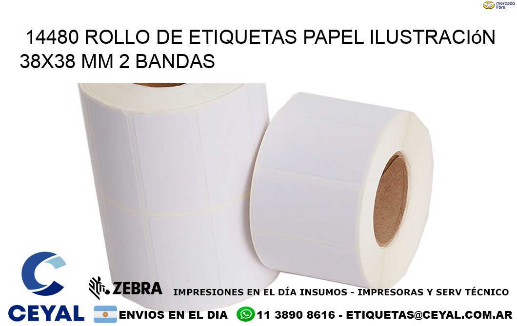 14480 Rollo de Etiquetas Papel Ilustración 38×38 Mm 2 Bandas