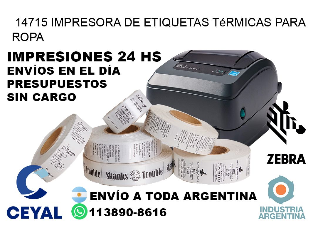 14715 impresora de etiquetas térmicas para ropa