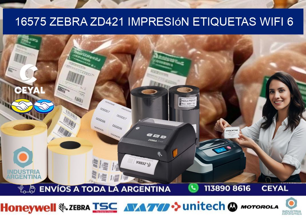 16575 Zebra ZD421 impresión etiquetas WiFi 6