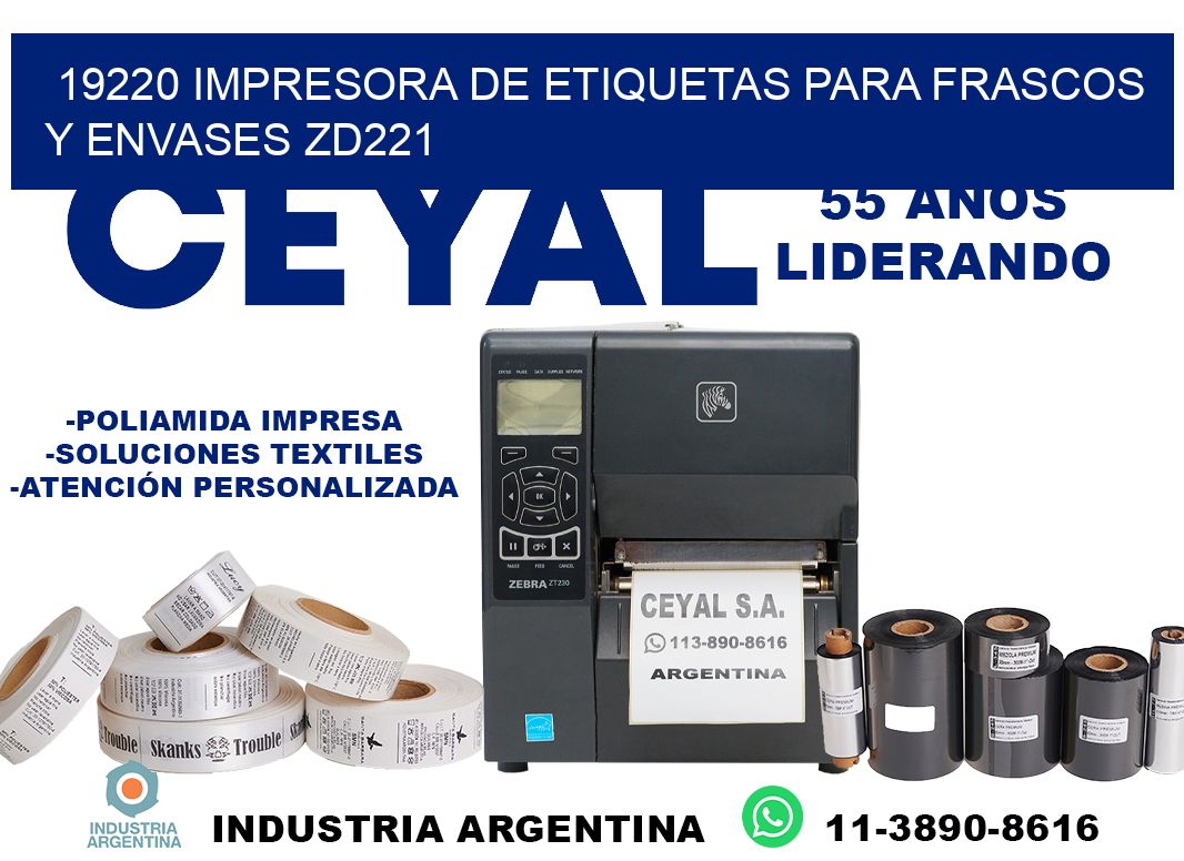 19220 impresora de etiquetas para frascos y envases ZD221