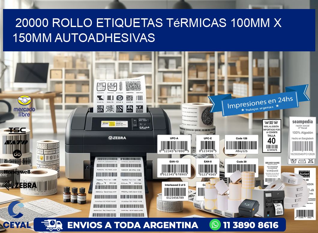 20000 Rollo Etiquetas Térmicas 100mm X 150mm Autoadhesivas