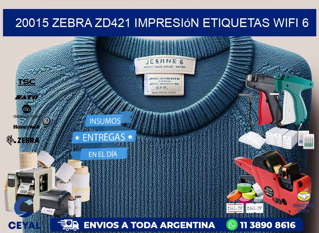 20015 Zebra ZD421 impresión etiquetas WiFi 6