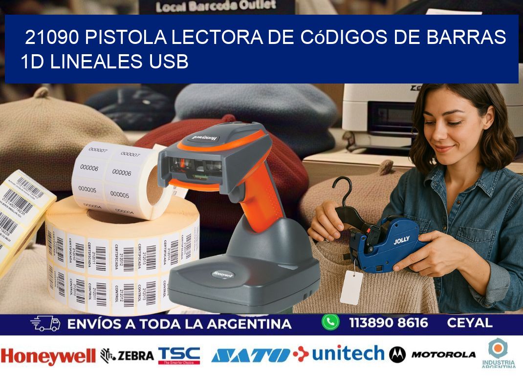 21090 Pistola Lectora De Códigos De Barras 1d Lineales Usb